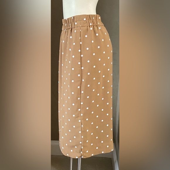 J. Crew Tan Polka Dot Skirt Elastic Waist Size XS  With Pockets Pull-on skirt - Picture 14 of 16
